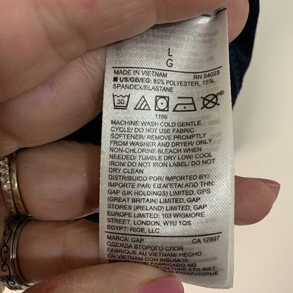 Women's Gap Fit Size L Navy Blue w/ Floral Detail Racerback Athletic Tank Top - Picture 5 of 7